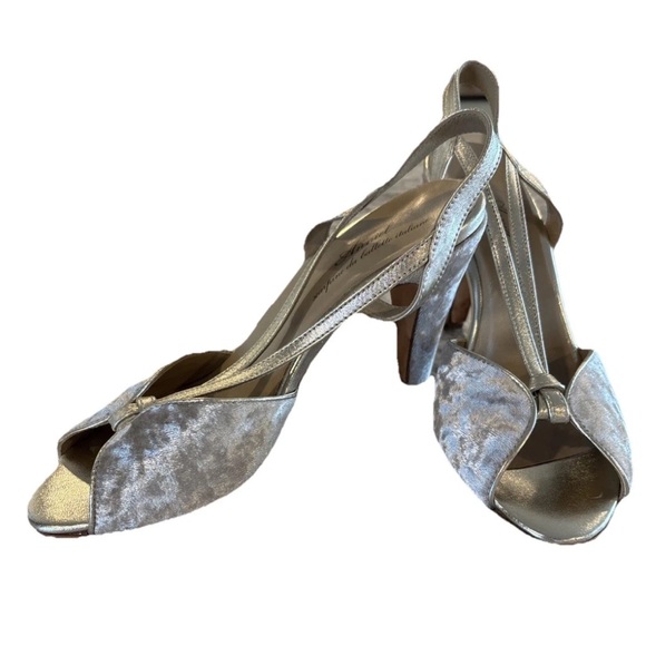 Anniel Gold Velvet Strappy Heels EU 39 Made in Italy - Picture 2 of 5